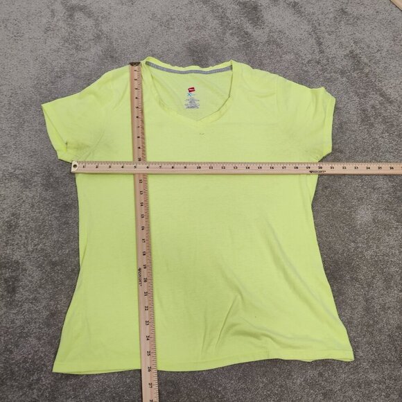 Hanes Women's Neon Yellow T-shirt Size Large Casual Cotton Blend - Picture 5 of 7